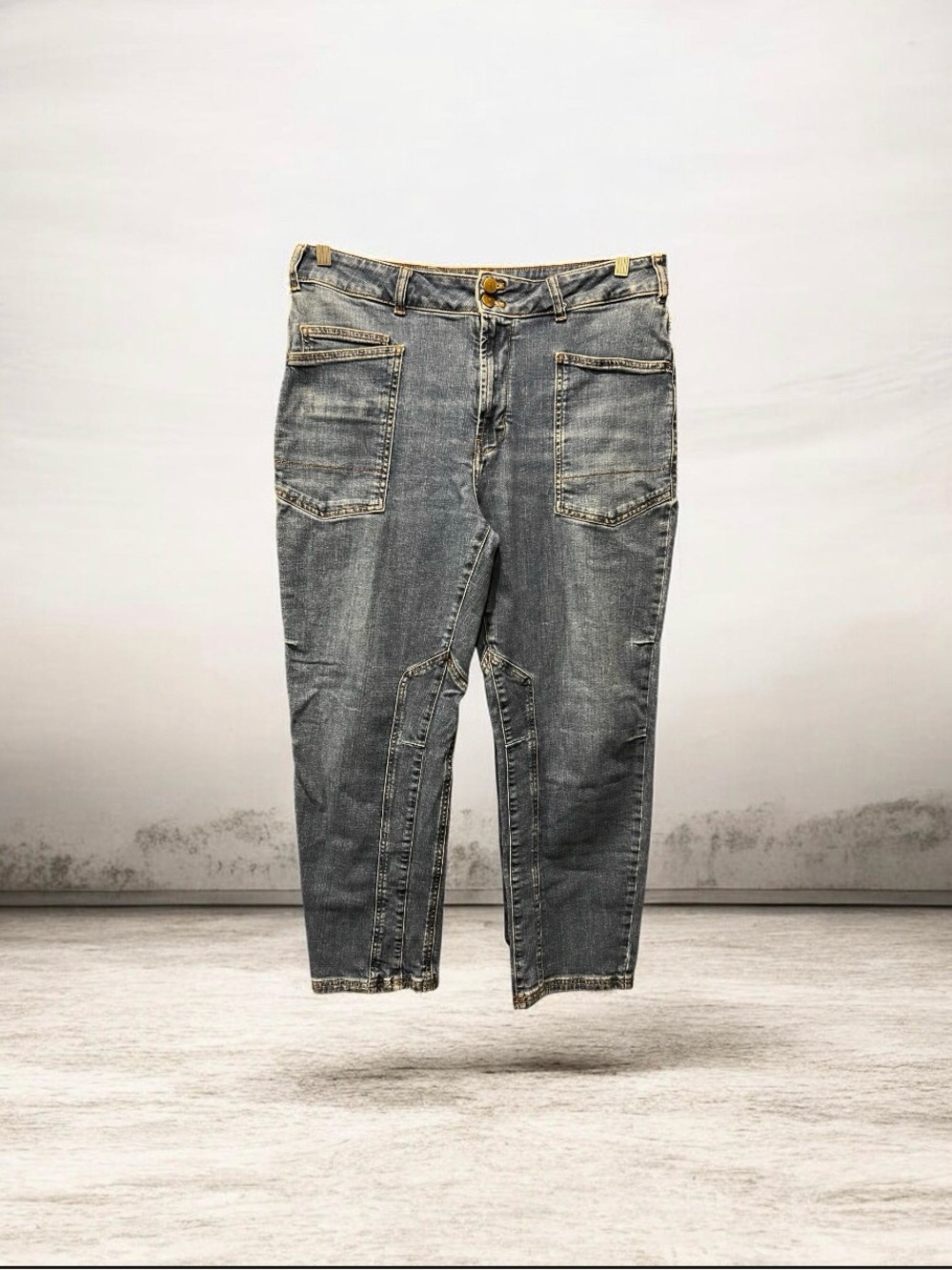 Pilcro Relaxed Fit Barrel Cropped Denim Jeans 100% Cotton